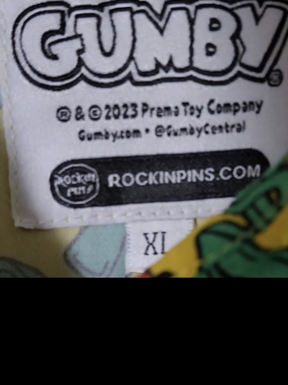 Prena Toy Co Yellow Gumby Print Short-Sleeve Button-Down Shirt XL